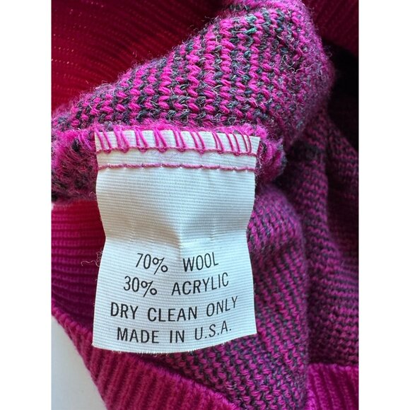 Lido Sports Womens Wool Blend Pink Black Sweater Pullover Medium USA EUC - Picture 9 of 11